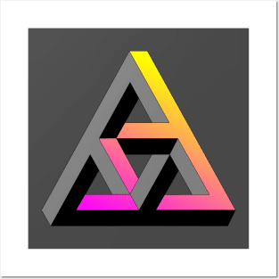 Even more impossible triangle with magenta to yellow gradient Posters and Art